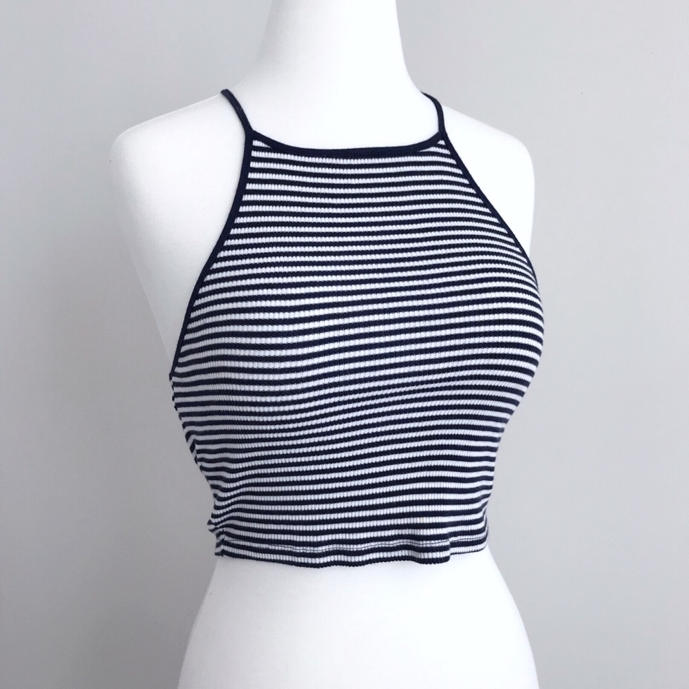 Forever21 blue & white  stripes Crop Top